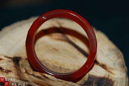 #168 Oranje rood Agaat Ring handgeslepen facet - 1