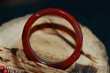 #168 Oranje rood Agaat Ring  handgeslepen facet