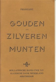 Prijslijst gouden en zilveren munten HBU/ABN 1975