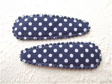 5 cm ~ Katoenen polkadots kniphoesje ~ Donker blauw