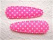 5 cm ~ Katoenen polkadots kniphoesje ~ Hard roze - 1 - Thumbnail