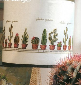 Borduurpatroon 3468 lampekap met cactussen - 1