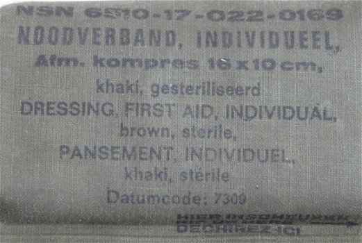 Verband Pakje, Nood, 16x10cm, Koninklijke Landmacht, 1973.(Nr.1) - 1