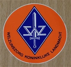 Sticker, Welzijnszorg, Koninklijke Landmacht, jaren'80.(Nr.3)