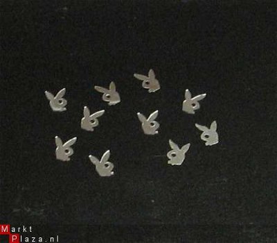 3D Zilver kleur Nagel decals logo's P Bunny NAIL ART - 1