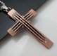 design kruisje cross hanger bruin rood koper met swarovski kristal rvs ophangoog - 1 - Thumbnail