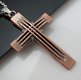 design kruisje cross hanger bruin rood koper met swarovski kristal rvs ophangoog - 2 - Thumbnail