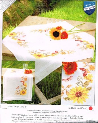 VERVACO BORDUURPAKKET DEKSERVET, ZONNEBLOEMEN EN VLINDERS - nr. 1