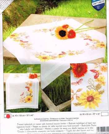 VERVACO BORDUURPAKKET LOPERTJE ,ZONNEBLOEMEN MET VLINDERS - nr. 1