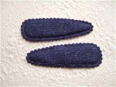 5 cm ~ Denim kniphoesje met glinster ~ Marine blauw