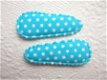 4 cm ~ Katoenen kniphoesje met stippen ~ Aqua blauw - 1 - Thumbnail