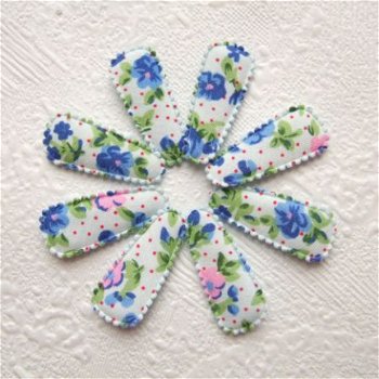 3 cm ~ Stippen kniphoesje met bloemetjes ~ Blauw - 1