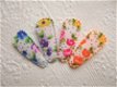 3 cm ~ Stippen kniphoesje met bloemetjes ~ Blauw - 2 - Thumbnail
