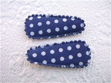 3 cm ~ Katoenen polkadots kniphoesje ~ Donker blauw
