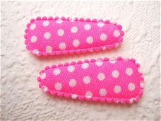 3 cm ~ Katoenen polkadots kniphoesje ~ Hard roze