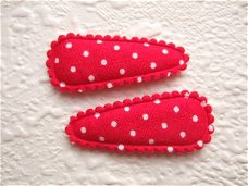 3 cm ~ Katoenen kniphoesje met fijne stipjes ~ Rood