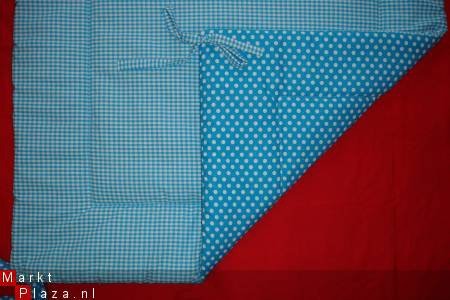 NIEUW Boxkleed Boerenbont Polkadots turquoise wit ruit 1 - 2