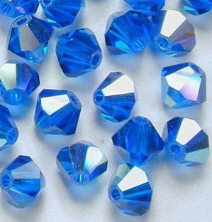 Swarovski 5301 Capri Blue AB 4mm Per 10 Stuk - 1