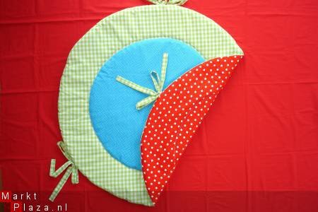 NIEUW LIEF Boxkleed Rond lime turquoise rood 1 - 1