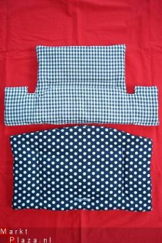 NIEUW Stoelverkleiner Kussen Tripp Trapp blauw dots ruit 1