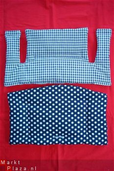 NIEUW Stoelverkleiner Kussen Tripp Trapp blauw dots ruit 1 - 2