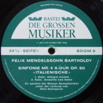 Mendelssohn ‎– Sinfonie Nr. 4 A-Dur Op. 90 