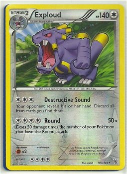 Exploud - 107/135 Rare (reverse foil) BW Plasma Storm - 1