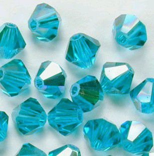 Swarovski 5301 Blue Zircon AB 4mm Per 10 Stuk - 1