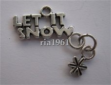 bedeltje/charm kerst: let it snow - 28x23 mm