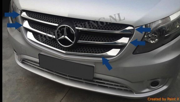 Bobtuning Rvs Grill lijsten Mercedes Vito W447 V Klasse - 5