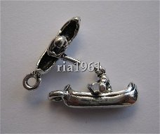 bedeltje/charm mannen : roeier - 18x8 mm