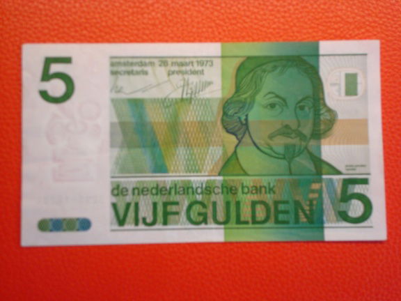 vijf,5 gulden biljet Vondel II,1973.24-1.Pracht.1. - nr. 1