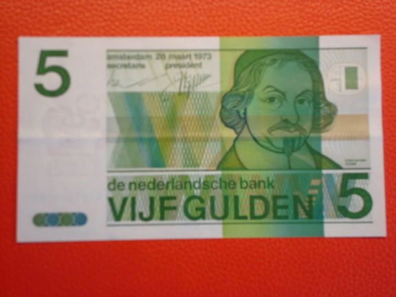 vijf,5 gulden biljet Vondel II,1973.24-1.Pracht.2 - nr. 1