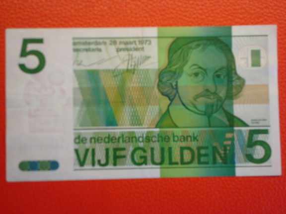 vijf,5 gulden biljet Vondel II,1973.24-1.Pracht.3. - nr. 1