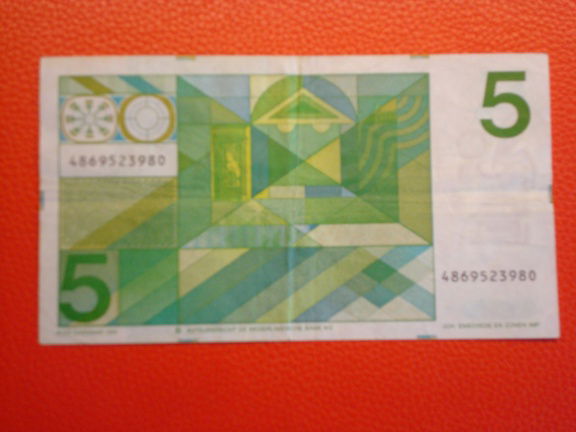 vijf,5 gulden biljet Vondel II,1973.24-1.P/ZF1. - Afbeelding 2