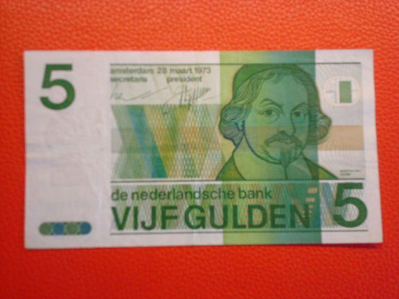 vijf,5 gulden biljet Vondel II,1973.24-1.P/ZF3. - nr. 1