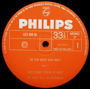 Selskip Tetman De Vries ‎– De Tiid Hâldt Gjin Skoft -Vinyl LP Fries/Frysk - 3