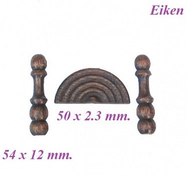 === 3 Klok ornamentjes = eiken = oud === 28086 - 2