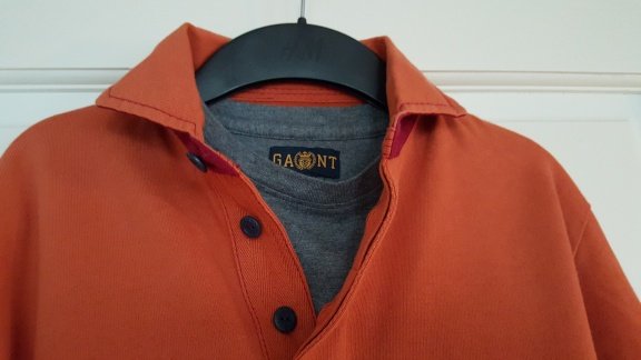 Gant oranje polotrui met grijs shirt nieuw maat 128 - 2
