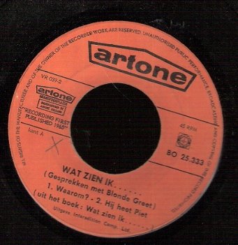 Albert Mol - Wat Zien Ik... Gesprekken Met Blonde Greet - 1966 - Vinyl single - 1