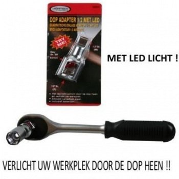 Dop adapter met ledlicht verlicht uw werkplek door de dop heen (wordt geleverd zonder ratel) - 1