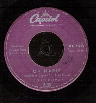 Louis Prima - Oh Marie Buona Sera - Capitol HF 128 Vinyl single 45 toeren - 2