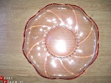 GLAS...oudroze, oud roze, roze glas, schaal van 30cm