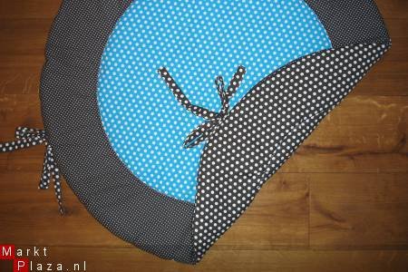 Rond Boxkleed Polkadots turquoise grijs 1 NIEUW! - 2