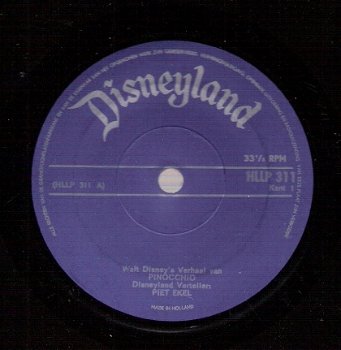 Disneyland -Walt Disney's Verhaal Van Pinocchio -Piet Ekel & Bert van Dongen- Vinyl EP - 1