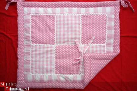 Boxkleed Boerenbont Polkadots roze wit ruit 3 NIEUW! - 1