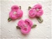 Prachtig velours roosje ~ 2 cm ~ brocant Roze - 1 - Thumbnail