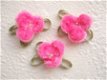 Prachtig velours roosje ~ 2 cm ~ Roze - 1 - Thumbnail