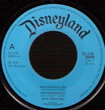 de Kleurkatjes - Disneyland Vinyl EP 33 toeren -Bijlage bij Gouden Boekje Kleurkatjes - 1