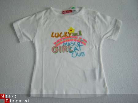 Leuk T-Shirt Lucky Girl print maat 140 WIT - 1